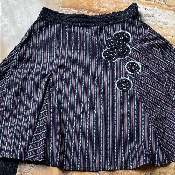 Free People vintage striped skirt/lace waistband - Picture 2 of 8